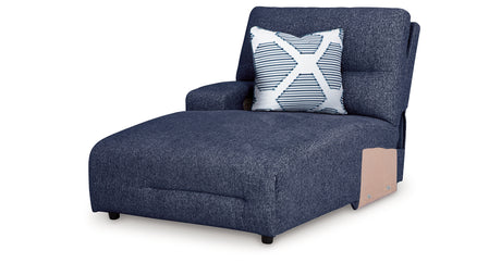 Acklen Place Navy Left-Arm Facing Power Press Back Chaise from Ashley Furniture - Luna Furniture