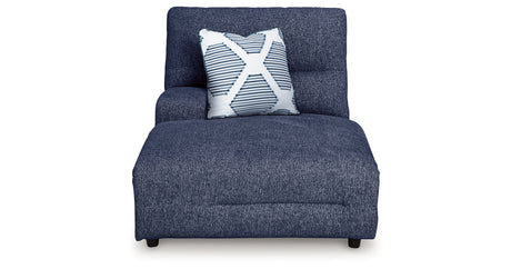 Acklen Place Navy Left-Arm Facing Power Press Back Chaise from Ashley Furniture - Luna Furniture
