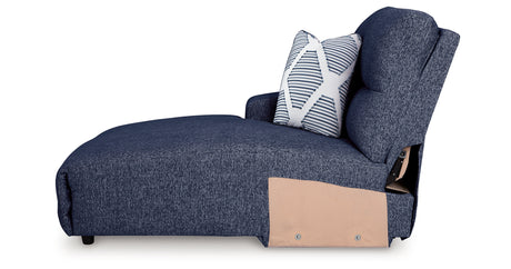 Acklen Place Navy Left-Arm Facing Power Press Back Chaise from Ashley Furniture - Luna Furniture