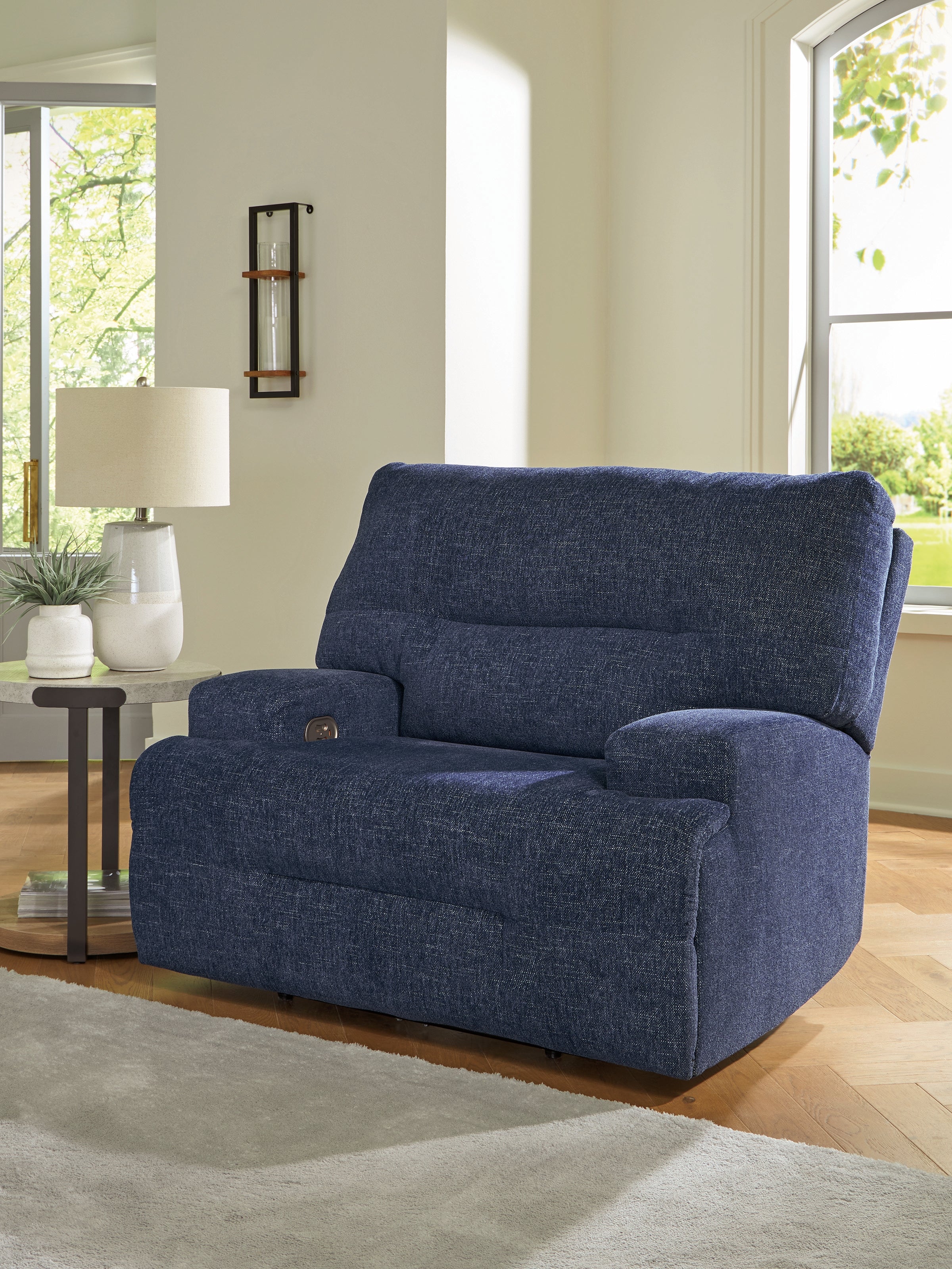 Ashley Acklen Place Navy Oversized Power Recliner - Luna Furniture
