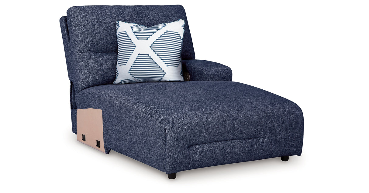 Acklen Place Navy Right-Arm Facing Power Press Back Chaise from Ashley - Luna Furniture