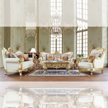 HD-93630 Metallic Antique Gold 3-Piece Living Room Set from Homey Design - Luna Furniture