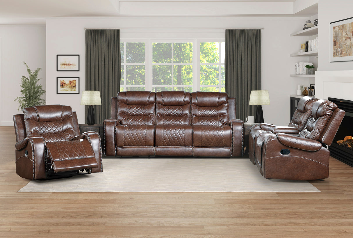 Putnam Brown Reclining Loveseat With Console from Homelegance - Luna Furniture