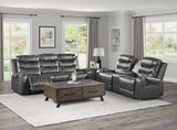 Putnam Gray Reclining Sofa With Drop Down Table from Homelegance - Luna Furniture