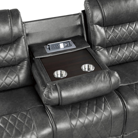 Putnam Gray Reclining Loveseat With Console from Homelegance - Luna Furniture