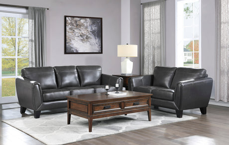 Spivey Dark Gray Leather Loveseat from Homelegance - Luna Furniture