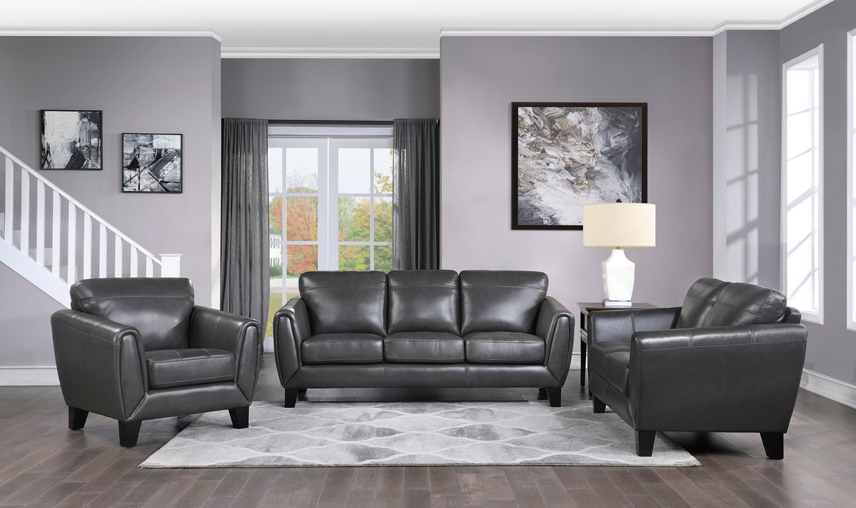 Spivey Dark Gray Leather Loveseat from Homelegance - Luna Furniture