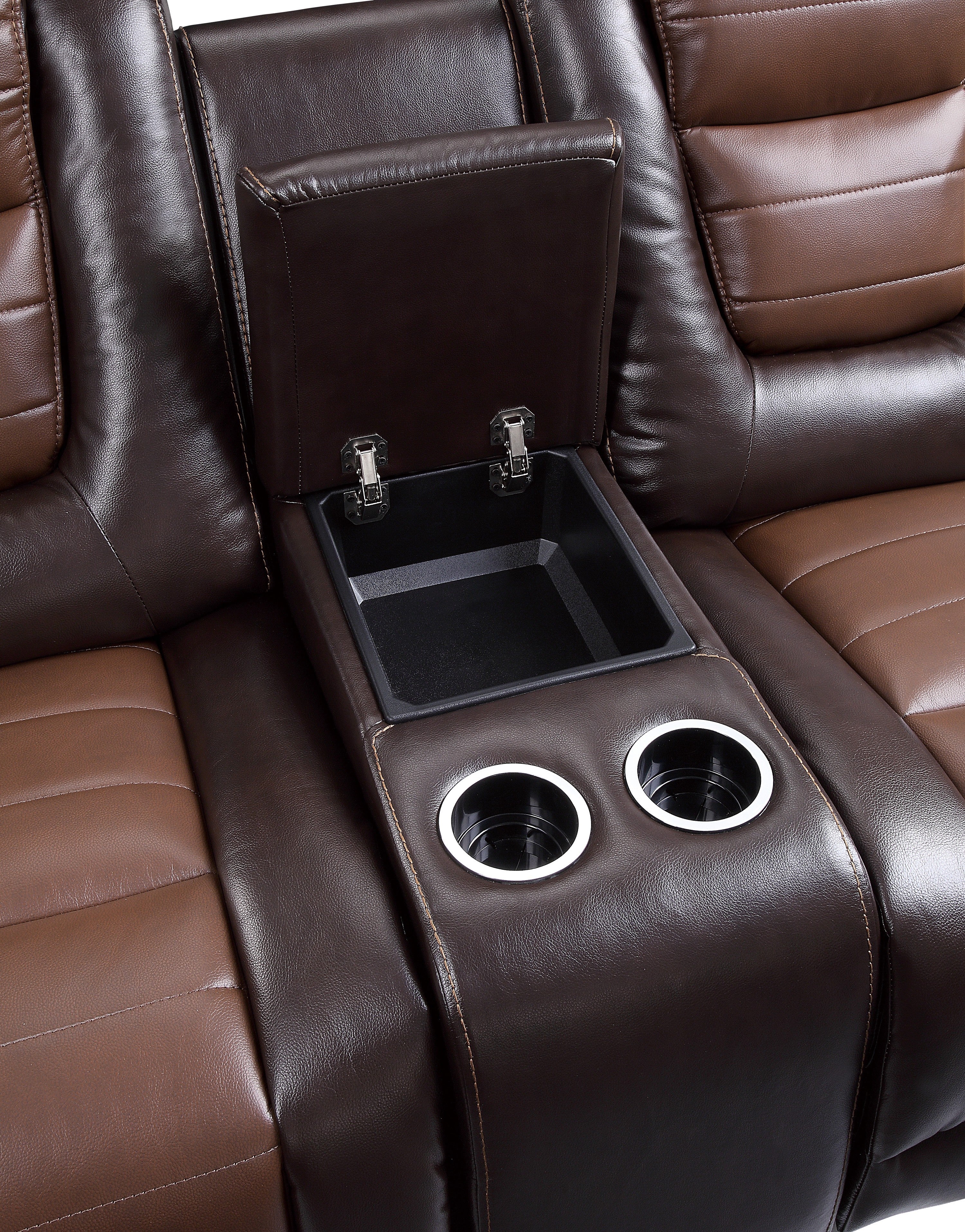 Homelegance Briscoe Brown Double Glider Reclining Loveseat with