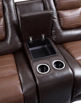 Briscoe Brown Double Glider Reclining Loveseat with Center Console from Homelegance - Luna Furniture
