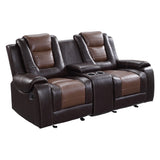 Briscoe Brown Double Glider Reclining Loveseat with Center Console from Homelegance - Luna Furniture