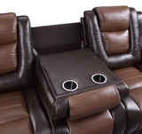 Briscoe Brown Double Reclining Sofa with Drop-Down Cup Holders from Homelegance - Luna Furniture