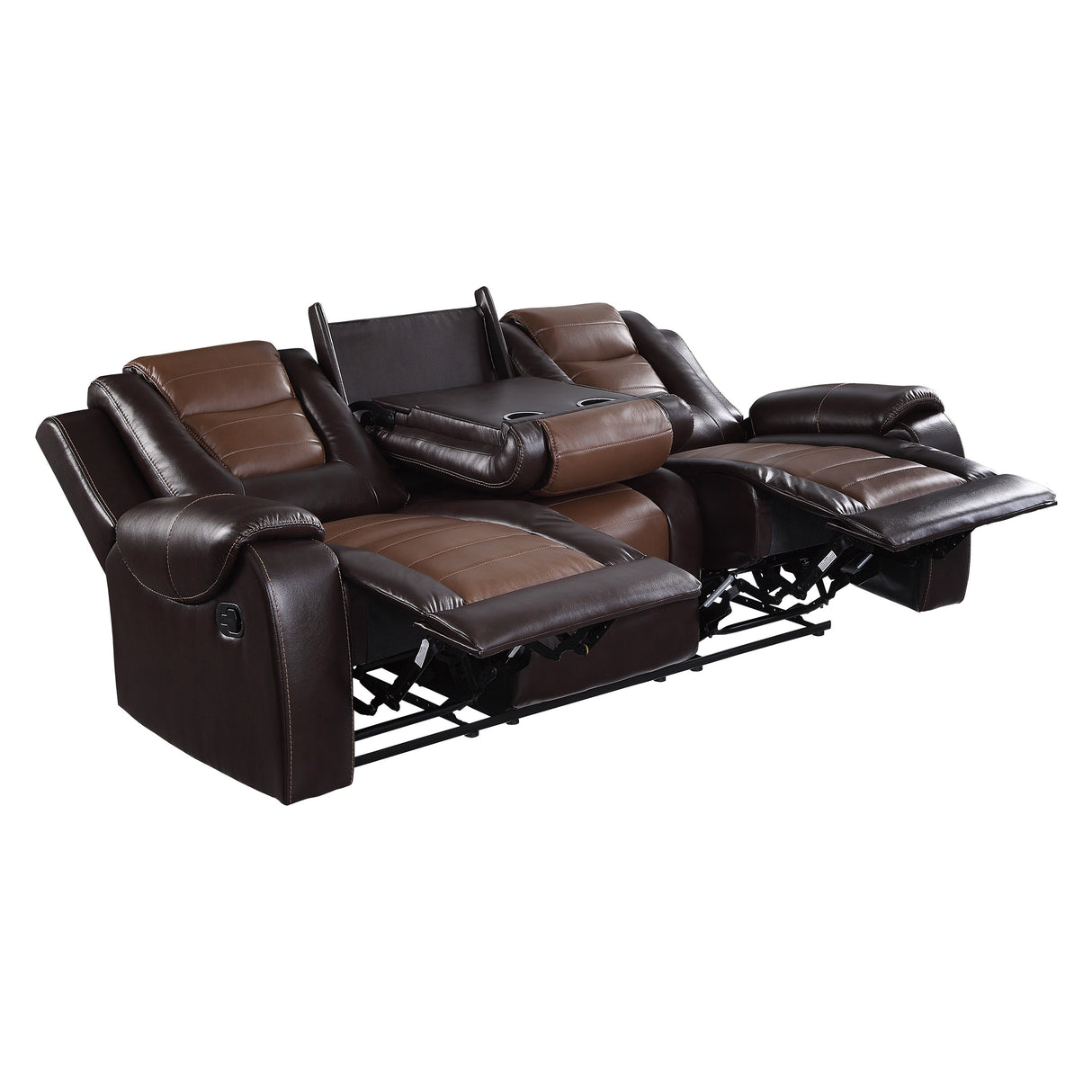 Briscoe Brown Double Reclining Sofa with Drop-Down Cup Holders from Homelegance - Luna Furniture