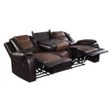 Briscoe Brown Double Reclining Sofa with Drop-Down Cup Holders from Homelegance - Luna Furniture