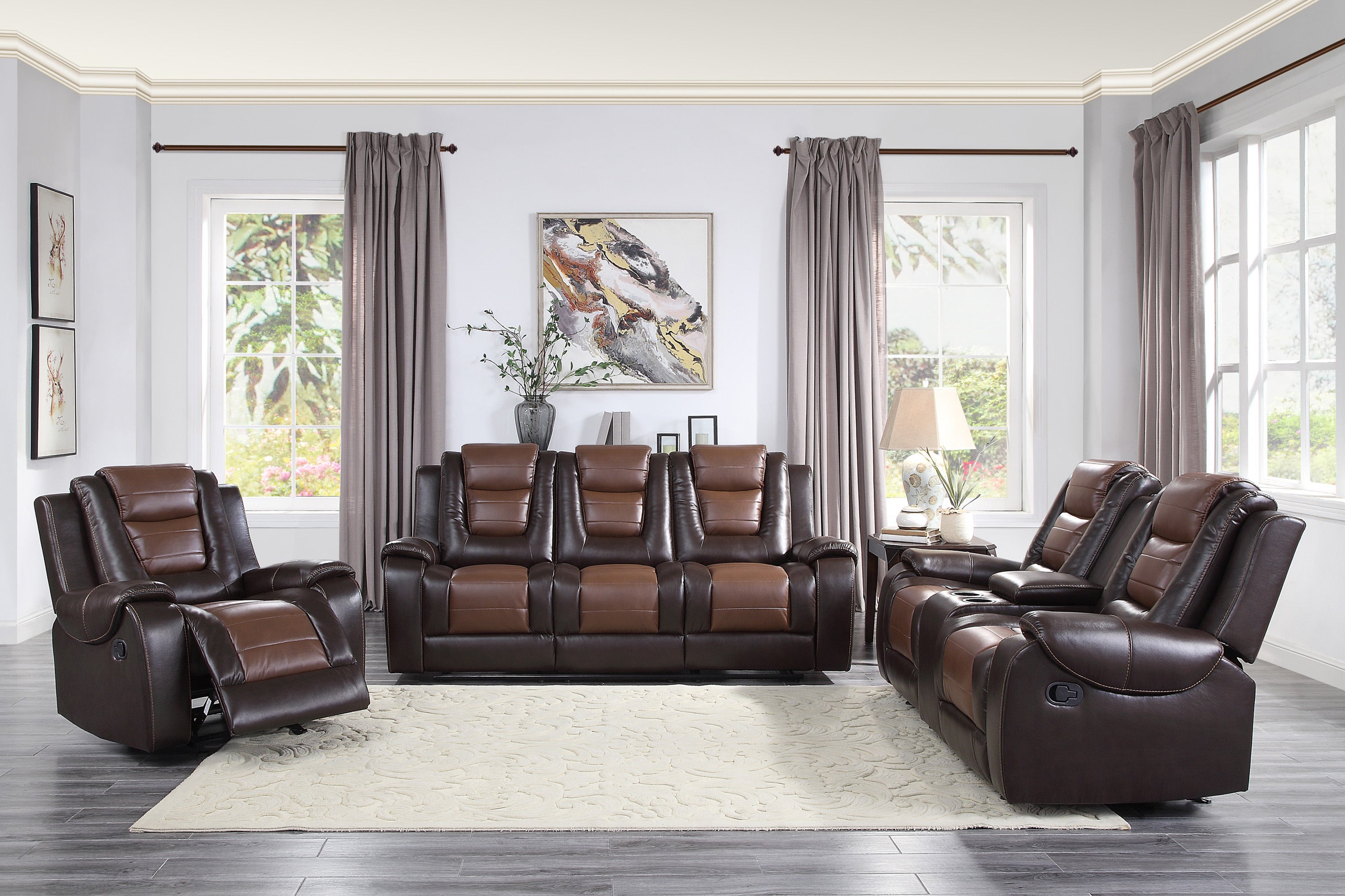 Briscoe Brown Double Glider Reclining Loveseat with Center Console