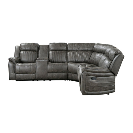 Centeroak Brownish Gray LAF Reclining Sectional from Homelegance - Luna Furniture