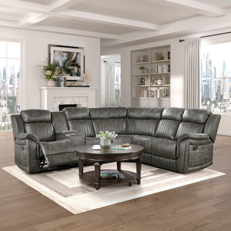 Centeroak Brownish Gray Double Reclining Sofa from Homelegance - Luna Furniture