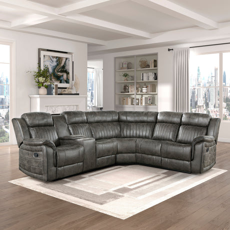 Centeroak Brownish Gray Double Reclining Sofa from Homelegance - Luna Furniture