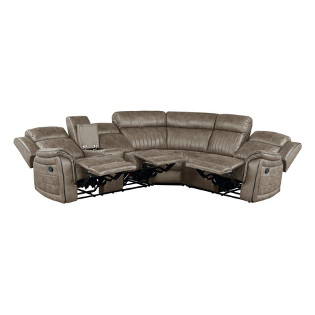Centeroak Sandy Brown Double Reclining Sofa from Homelegance - Luna Furniture