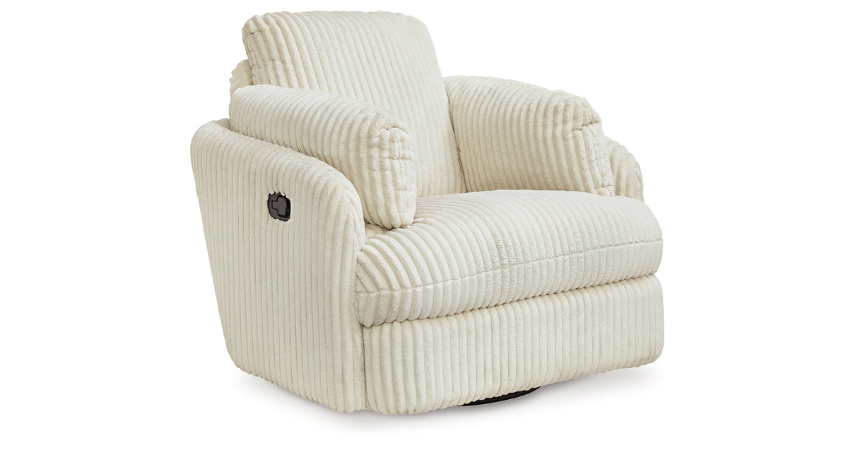 Tie-Breaker Ivory Swivel Glider Recliner from Ashley - Luna Furniture