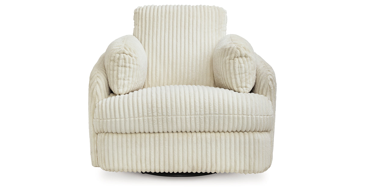 Tie-Breaker Ivory Swivel Glider Recliner from Ashley - Luna Furniture