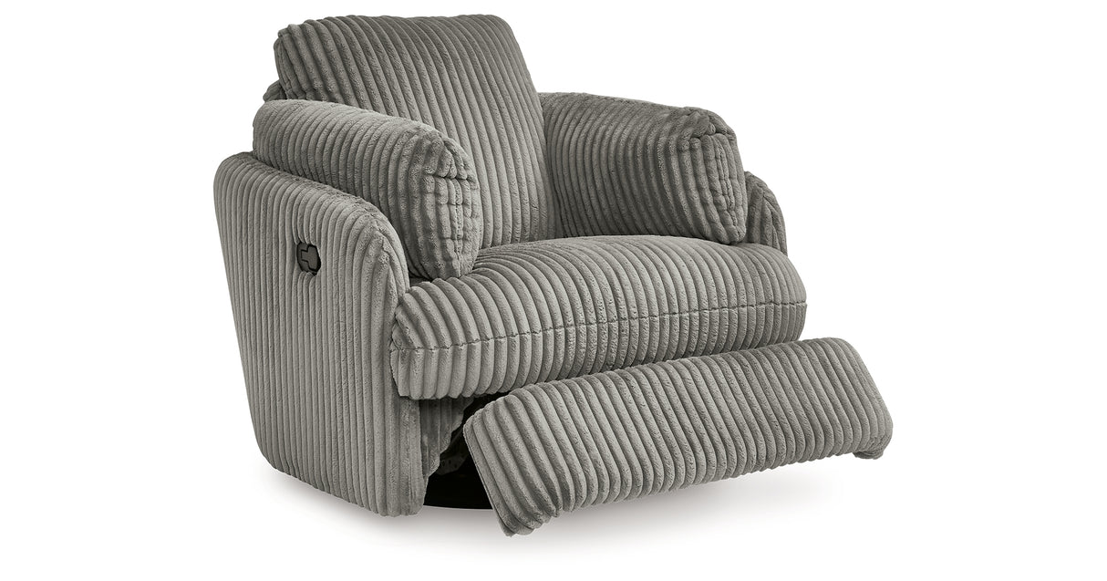 Tie-Breaker Fog Swivel Glider Recliner from Ashley - Luna Furniture