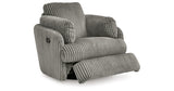 Tie-Breaker Fog Swivel Glider Recliner from Ashley - Luna Furniture
