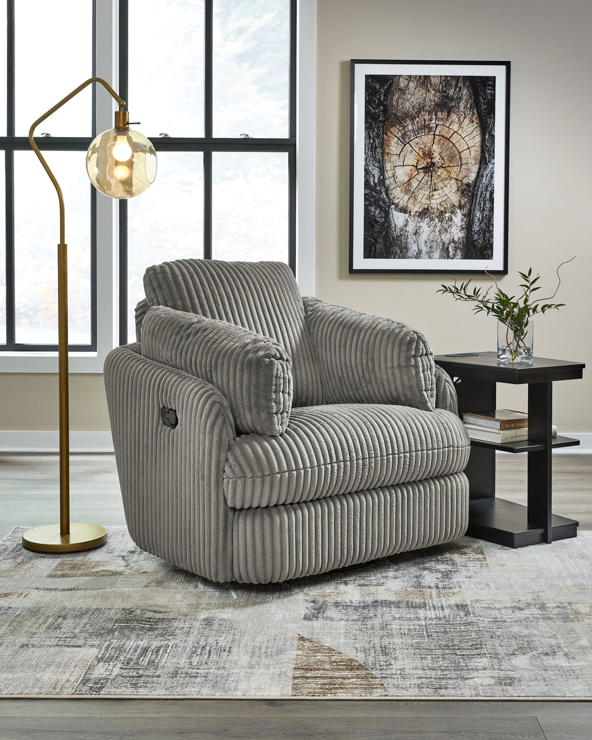 Tie-Breaker Fog Swivel Glider Recliner from Ashley - Luna Furniture