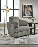 Tie-Breaker Fog Swivel Glider Recliner from Ashley - Luna Furniture