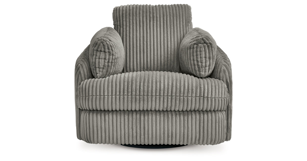 Tie-Breaker Fog Swivel Glider Recliner from Ashley - Luna Furniture