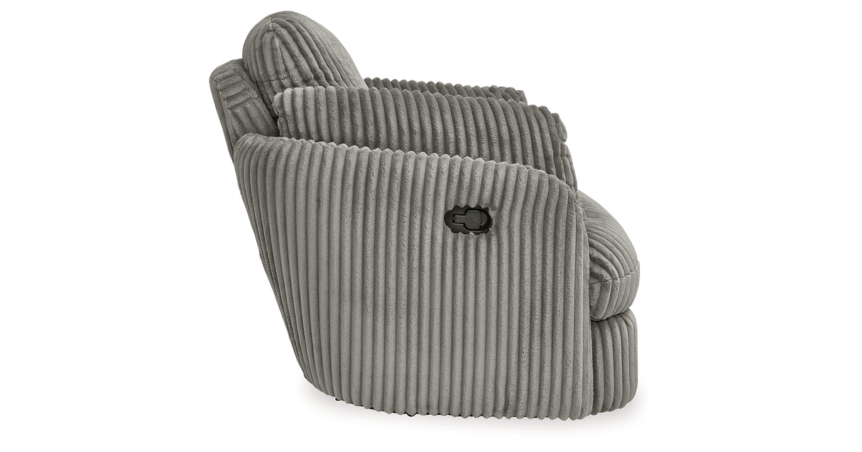 Tie-Breaker Fog Swivel Glider Recliner from Ashley - Luna Furniture