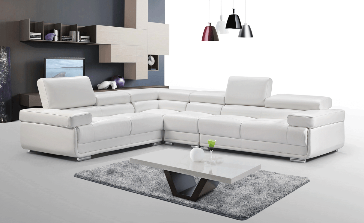 2119 White 4-Piece Top-Grain Leather Sectional from ESF Furniture - Luna Furniture