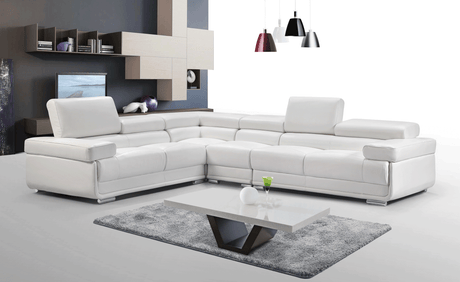 2119 White 4-Piece Top-Grain Leather Sectional from ESF Furniture - Luna Furniture