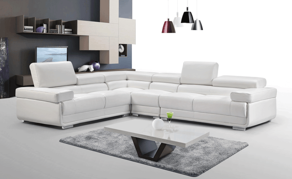 2119 White 4-Piece Top-Grain Leather Sectional