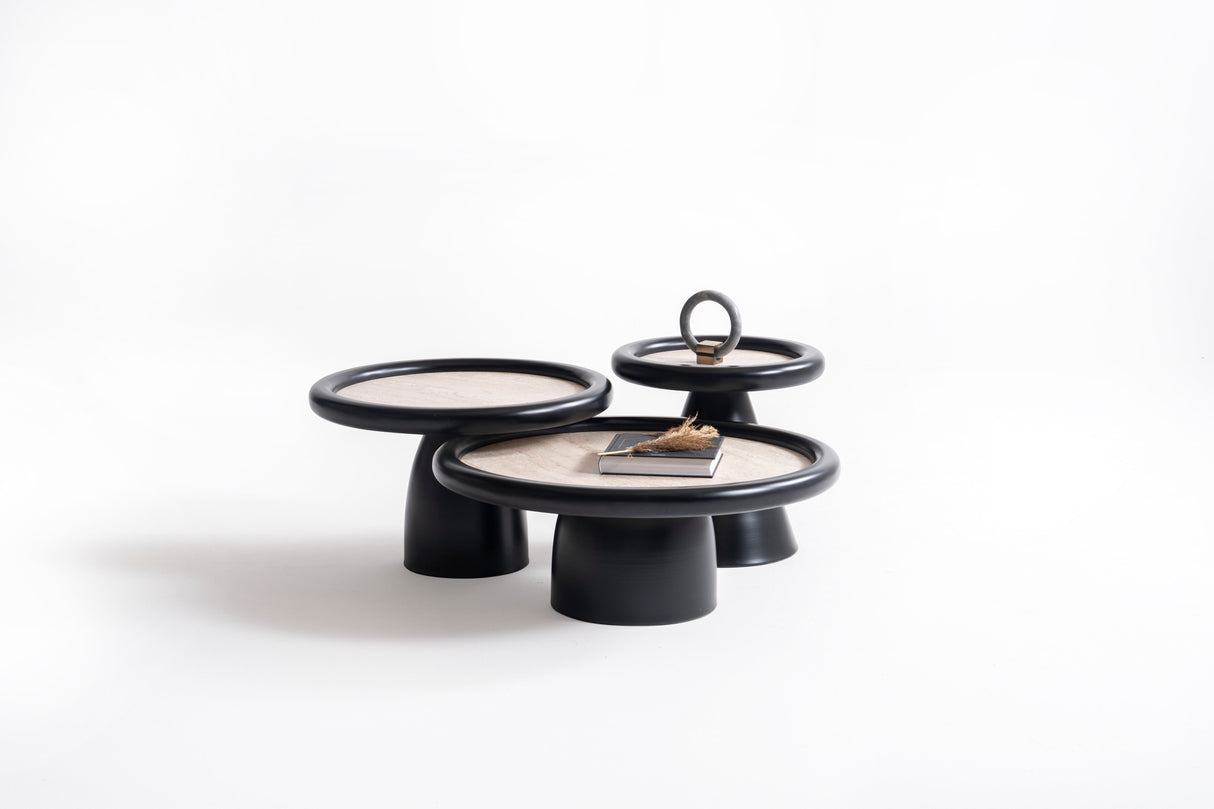 Bari Black Travertine 3-Piece Coffee Table Set from Nova Furniture - Luna Furniture