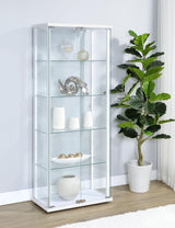 Delphinium White 4-Shelf Clear Glass Curio Display Cabinet from Coaster - Luna Furniture