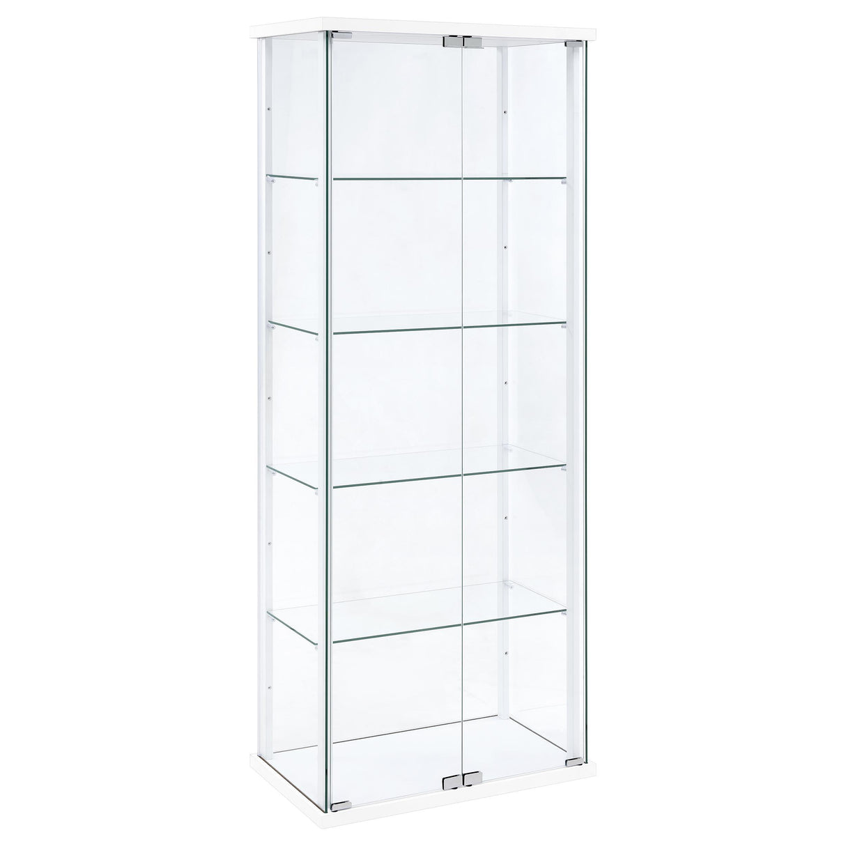 Delphinium White 4-Shelf Clear Glass Curio Display Cabinet from Coaster - Luna Furniture