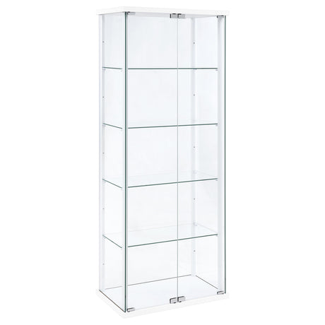 Delphinium White 4-Shelf Clear Glass Curio Display Cabinet from Coaster - Luna Furniture