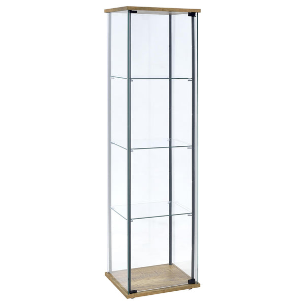 Bellatrix Mango 3-Shelf Clear Glass Curio Cabinet