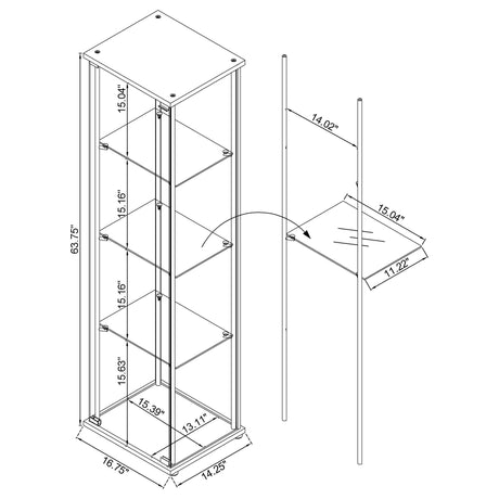 Bellatrix Mango 3-Shelf Clear Glass Curio Cabinet from Coaster - Luna Furniture