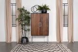 Borman Walnut and Black 2-Door Bar Cabinet Wine Storage from Coaster - Luna Furniture