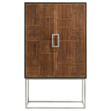 Borman Walnut and Black 2-Door Bar Cabinet Wine Storage from Coaster - Luna Furniture