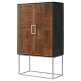 Borman Walnut and Black 2-Door Bar Cabinet Wine Storage from Coaster - Luna Furniture