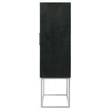 Borman Walnut and Black 2-Door Bar Cabinet Wine Storage from Coaster - Luna Furniture