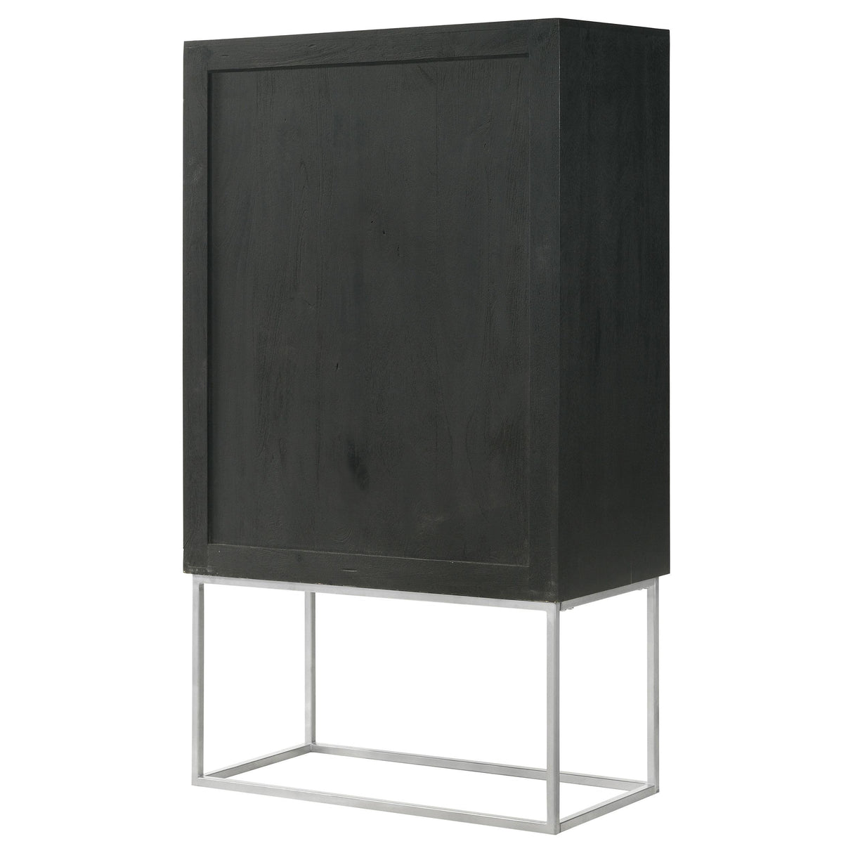 Borman Walnut and Black 2-Door Bar Cabinet Wine Storage from Coaster - Luna Furniture