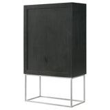 Borman Walnut and Black 2-Door Bar Cabinet Wine Storage from Coaster - Luna Furniture