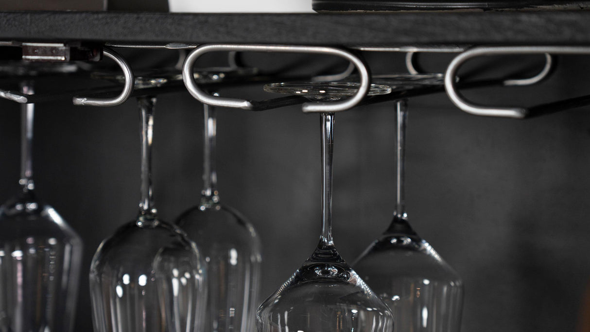 Borman Walnut and Black 2-Door Bar Cabinet Wine Storage from Coaster - Luna Furniture