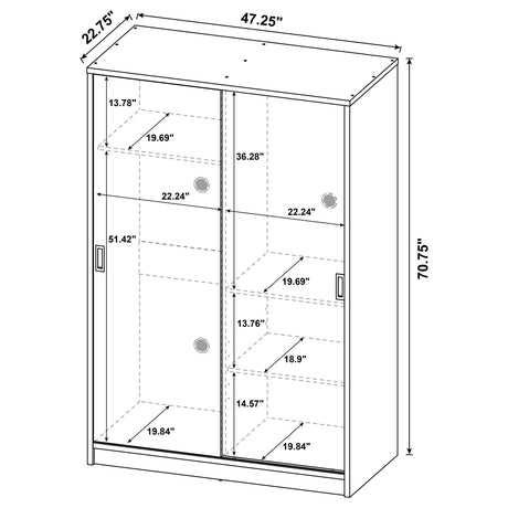 Noble Black 2-Door Wardrobe Storage Cabinet from Coaster - Luna Furniture