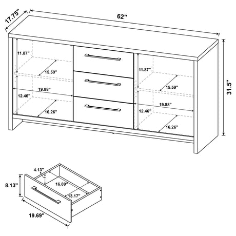 Amery Latte 3-Drawer Accent Cabinet from Coaster - Luna Furniture
