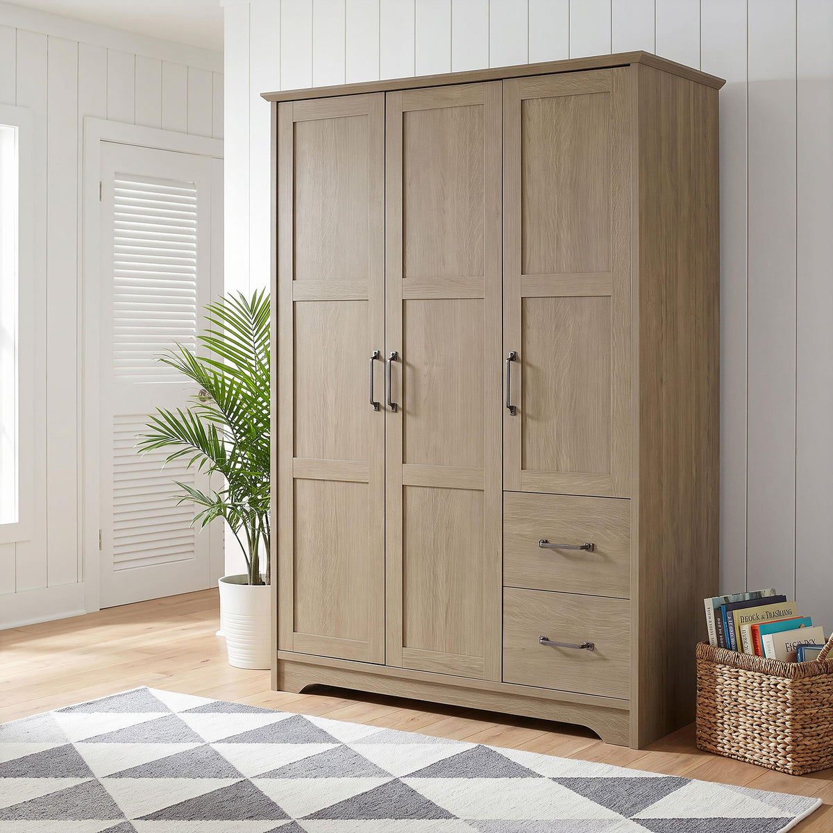 Canova Latte 3-Door Wardrobe Storage Cabinet from Coaster - Luna Furniture