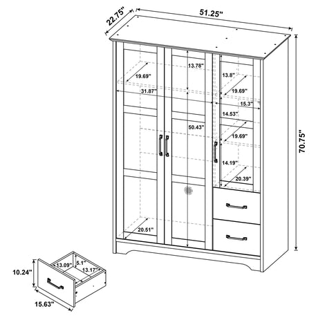 Canova Latte 3-Door Wardrobe Storage Cabinet from Coaster - Luna Furniture